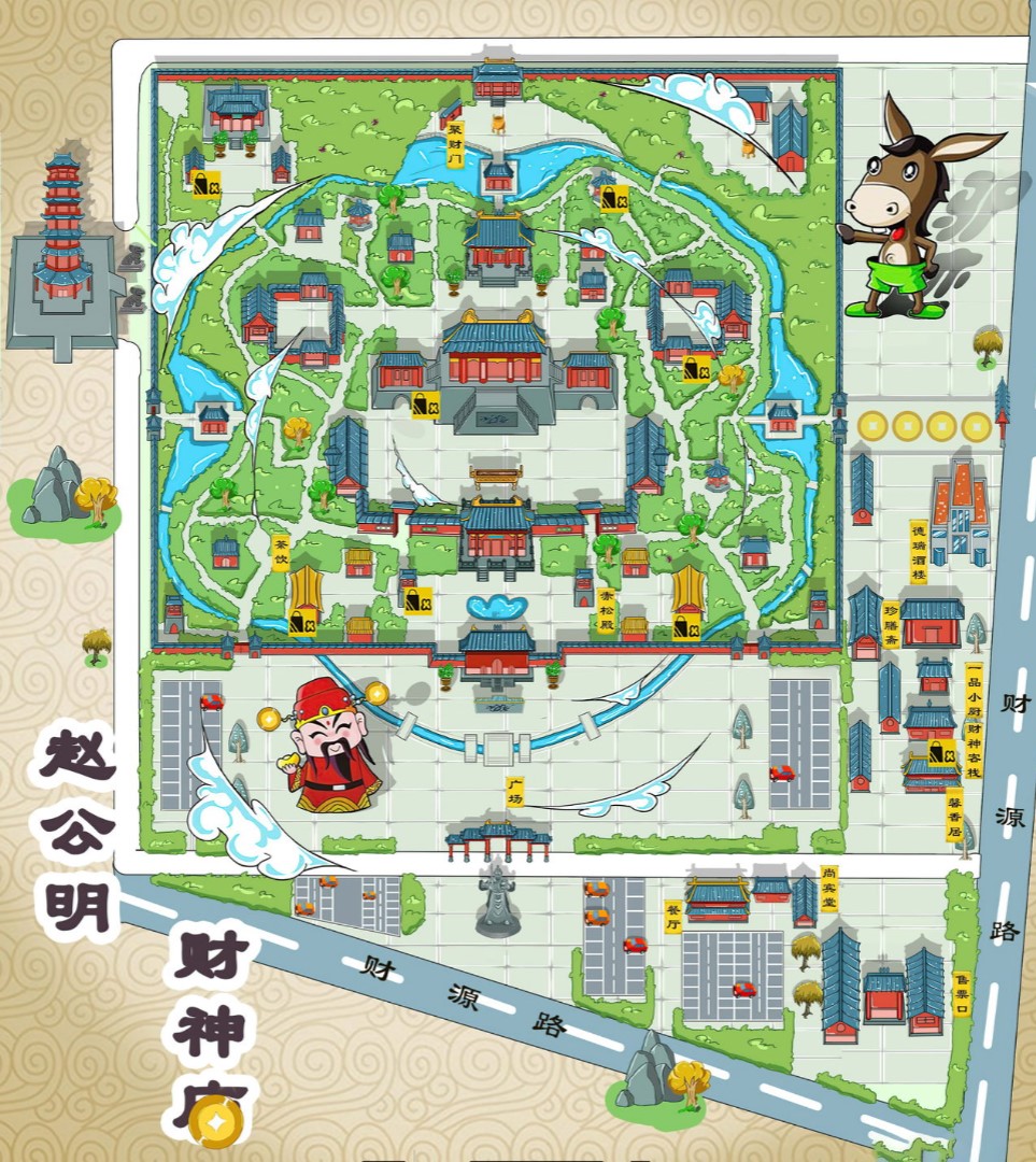 南阳寺庙类手绘地图